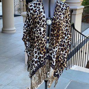 Chico’s Leopard Snake Fusion Print Ruana Wrap, NWT
